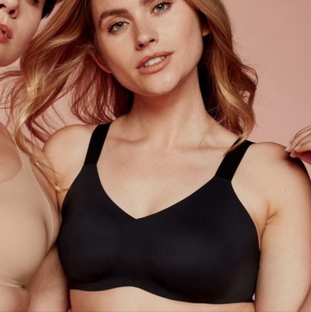 456401Knix Padded V-Neck Bra Wide Strap bra black nude size 4